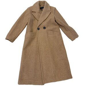 NWT BCBGmaxazria BCBG Double Breasted Bouclé Long Coat Toffee Tan Medium 4-6